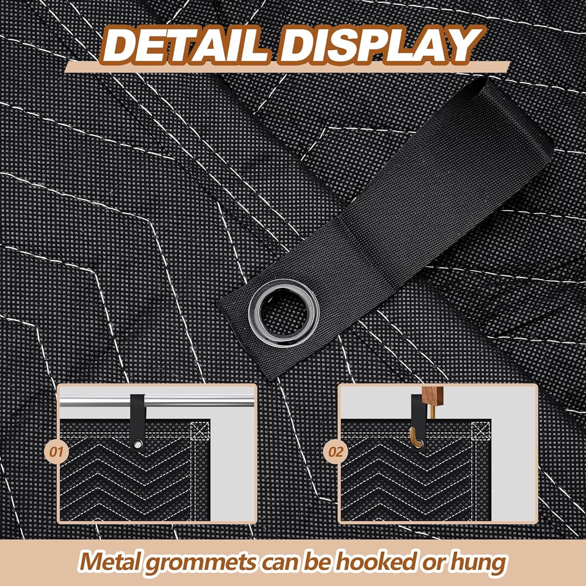 Tudomro Acoustic Blanket Sound Insulation Blanket with Grommets Outdoor Noise Barrier Studio Insulated Acoustic Sheet for Door Acoustic Noise General Indoor or Outdoor Use (72" x 78")