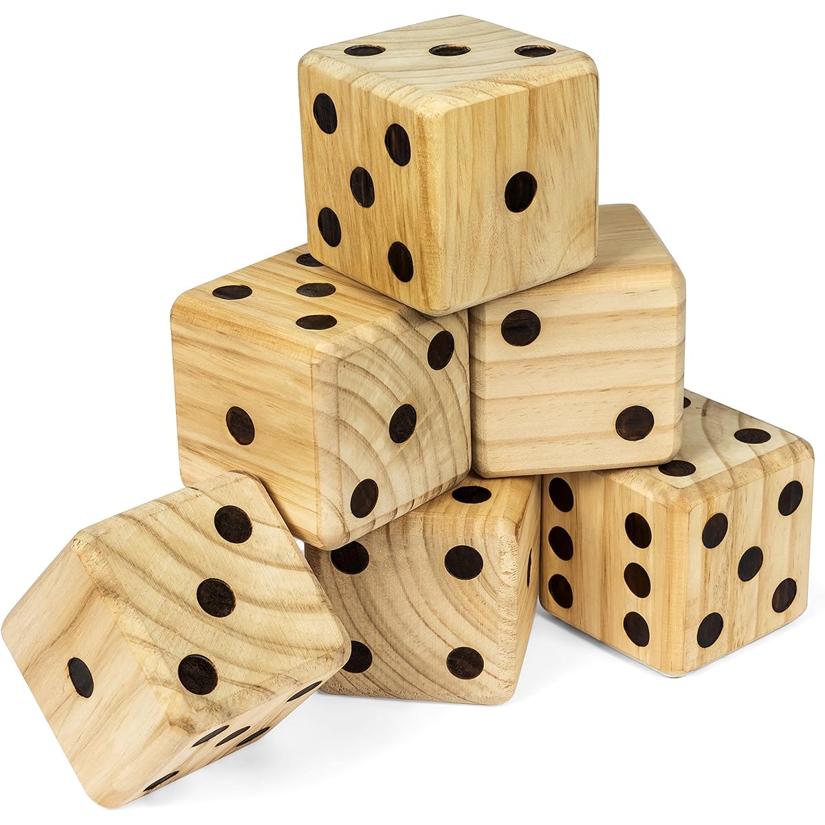 Tailgating Pros Giant Dice Set - 6 Oversized Wooden Play Dice