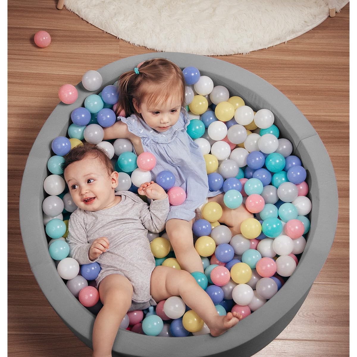 HOFISH Foam Ball Pit Kids Toddler Baby Playpen Ball Pool Soft Round Design Easy to Clean and Install Perfect for Baby Toddler Indoor and Outdoor Games (Balls Not Included) Dark Gray