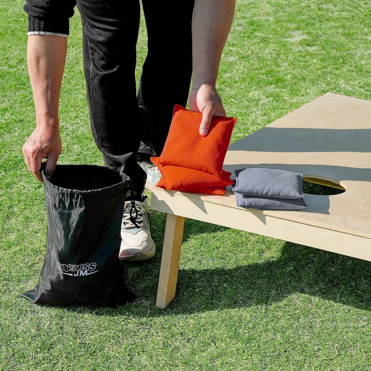 JMEXSUSS Weather Resistant Standard Cornhole Bags, Set of 8 Regulation Professional Corn Hole Bags for Tossing Game,Corn Hole Beans Bags with Tote Bag