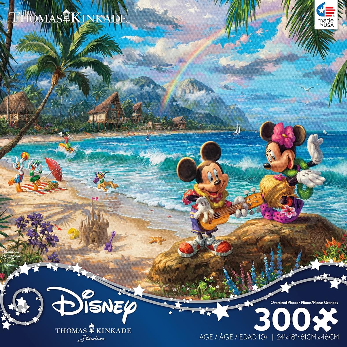 Ceaco - Thomas Kinkade - Disney Dream Collection - Mickey and Minnie in Hawaii - Extra Large 300 Piece Jigsaw Puzzle