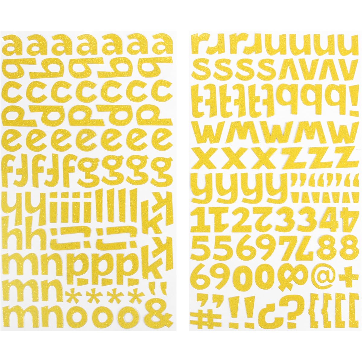 Darice 1219-63 172-Piece Glitter Alphabet Stickers Lowercase Letters & Numbers Bold Yellow