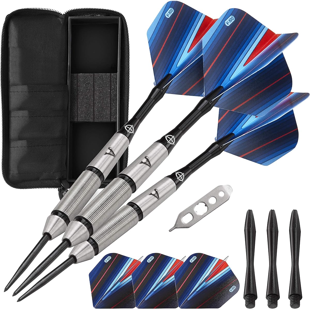 Viper Sidewinder Tungsten Steel Tip Darts, 23 Grams, Casemaster Deluxe Pink Nylon Dart Case