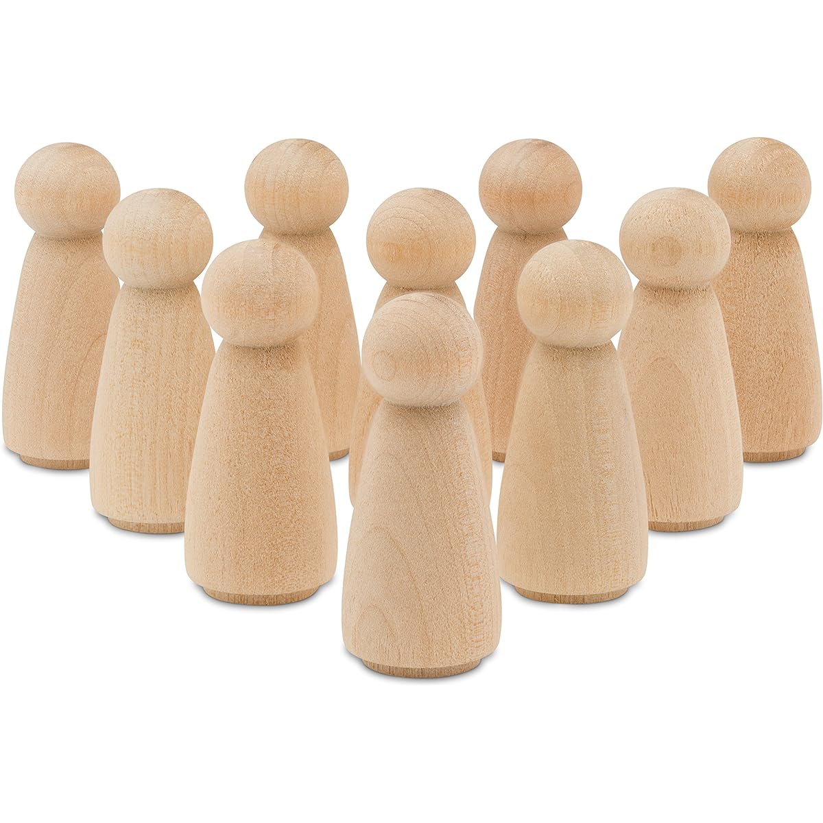 Wooden Peg Dolls Unfinished 2" Mama/Angel Shape Pack of 250 Birch Wood Peg People for Crafts/Miniature Figures/Small World Play