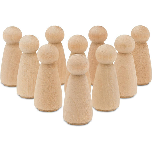 Wooden Peg Dolls Unfinished 2" Mama/Angel Shape Pack of 250 Birch Wood Peg People for Crafts/Miniature Figures/Small World Play