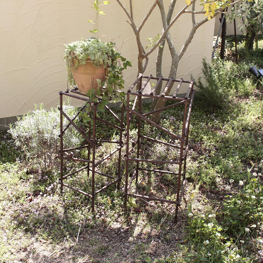 Gardening Flower Stand Twig Style Flower Stand Set of 2 (Small) Approx. 27 x 27 x 66.5cm, (Large) Approx. 32 x 32 x 72.5cm