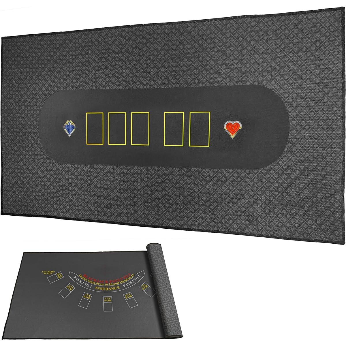 WALIKEN Tabletop Professional Casino Felt Double Sided 36"x72" Texas Hold'em/Blackjack Roulette/Craps Casino Tabletop Felt Layout Mat/Poker Table Speed Cloth