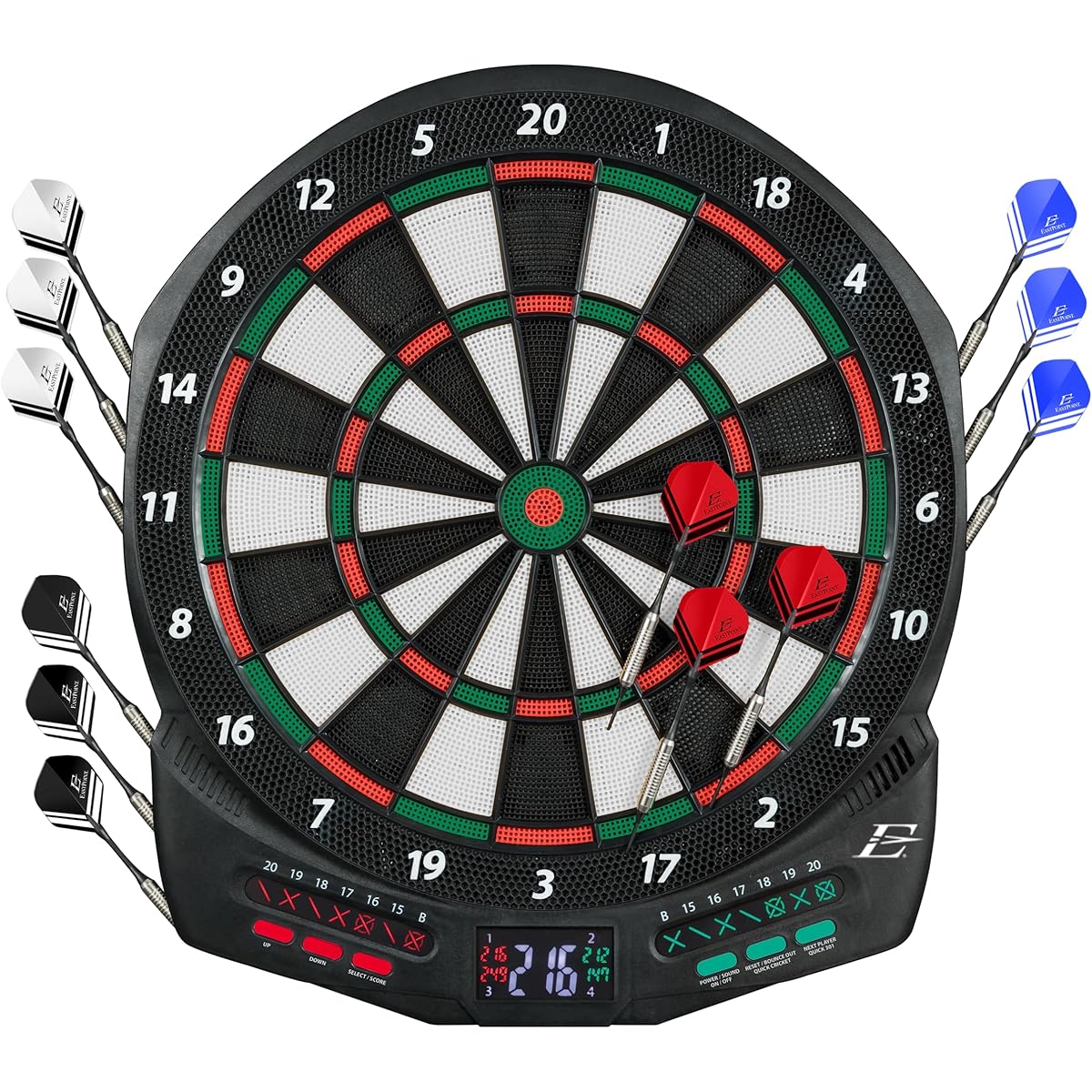 EastPoint Sports Electronic Soft Tip Dartboard with Electronic LED Cricket Scoring and 30+ Game Modes Includes 12 Soft Tip Darts and 100 Replacement Tips - Perfect for Game Rooms, Basements, and Garages