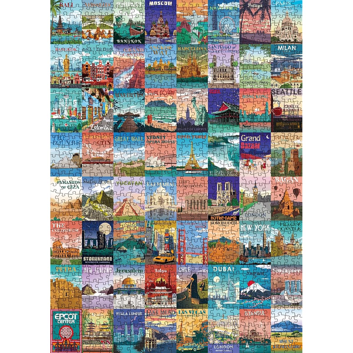 World Landmarks Travel Puzzle 1000 Piece Adult Scenery Scenery Jigsaw Puzzle of the World's Most Visited Tourist Attractions Travel City Scenery Poster Jigsaw Puzzle