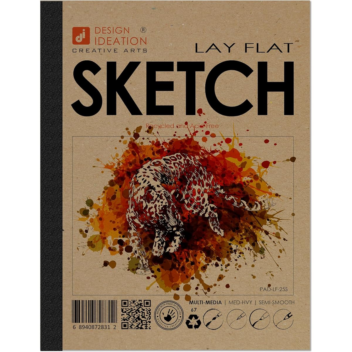 Design Ideation Lay Flat Multimedia Sketch Pad Removable Sheet Sketchbook Pencil, Ink, Marker, Charcoal, Watercolor Perfect for Painting Art, Design and Education 8.5 x 11 Inches