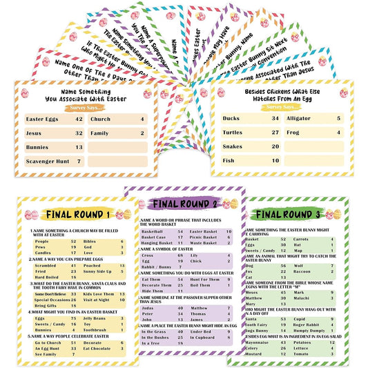 Xenseou Easter Family Feud Game, Funny Easter Party Game, Easter Trivia Game, Family Feud Quiz, Holiday Game for Groups FHJ-SC03