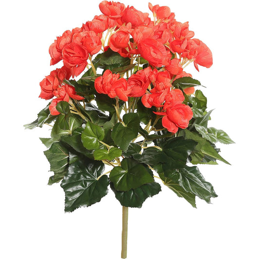 Vickerman Everyday Artificial Orange Begonia Bush, 15.25" Long - Premium Faux Floral Decor for Weddings and Everyday Arrangements - Maintenance Free Flowers
