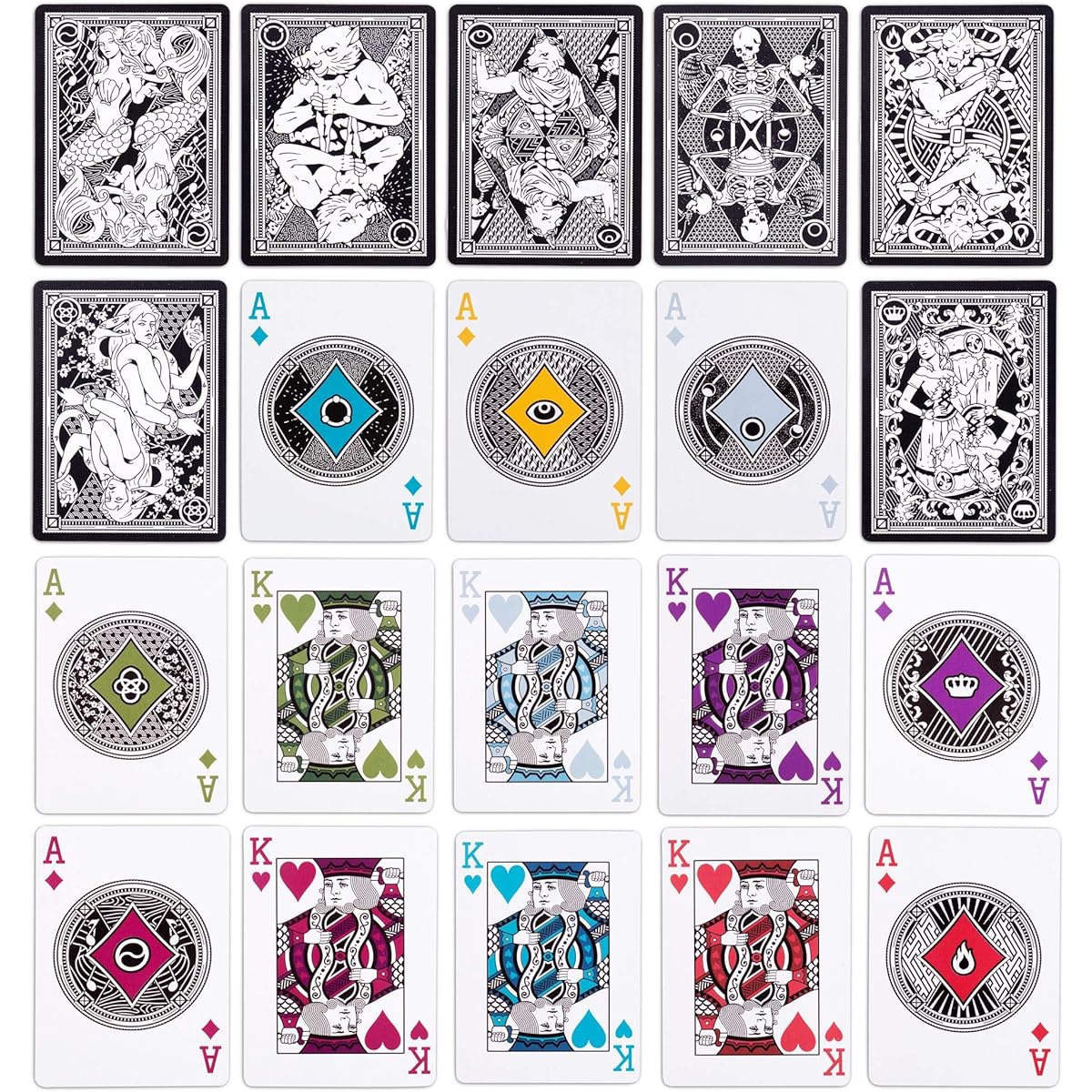 7 Deadly Sins Playing Cards - 7 Premium Themed Decks - Dante's Inferno, Divine Comedy - Unique Hand-Painted 300gsm Black Core Stock Poker Size Standard Index - Party Games & Cardistry