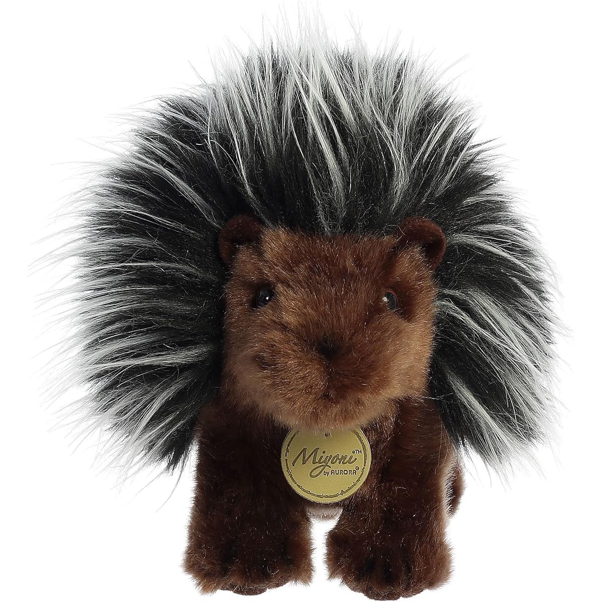 Aurora® Adorable Miyoni® Porcupine Plush Toy with Lifelike Details, Great Friends, Black, 10"