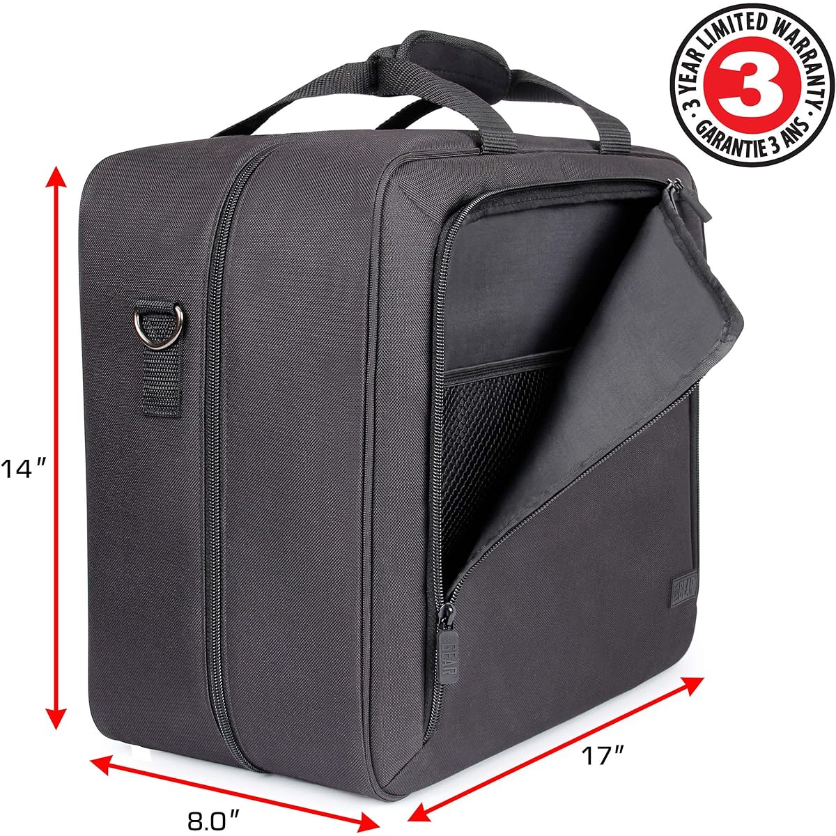 USA Gear Audio Mixer Case - DJ Mixer Travel Bag Customizable Interior & Waterproof Exterior Compatible with Behringer Q1202USB Mackie ProFX8v2 Yamaha MG10XU and More Mixers - Black