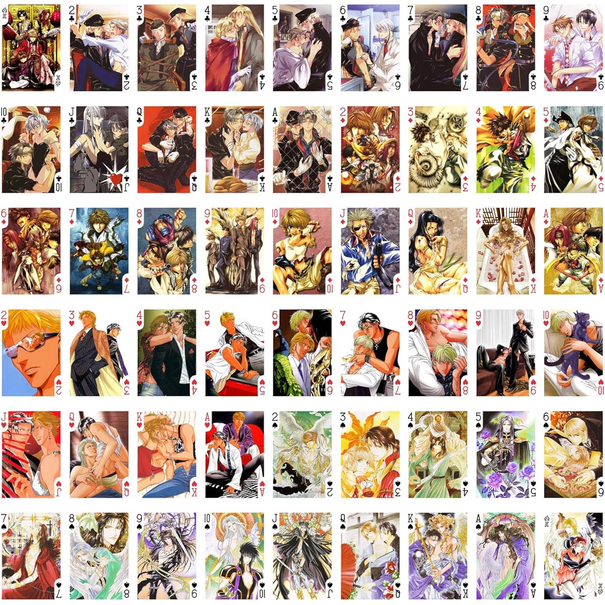 FLONZGIFT Anime Playing Cards Yaoi Collection # Poker Deck 54 Cards All Different # HIGURI YUU Sayuki Yurayuka Nitta Hiroka Yaoi Manga Anime