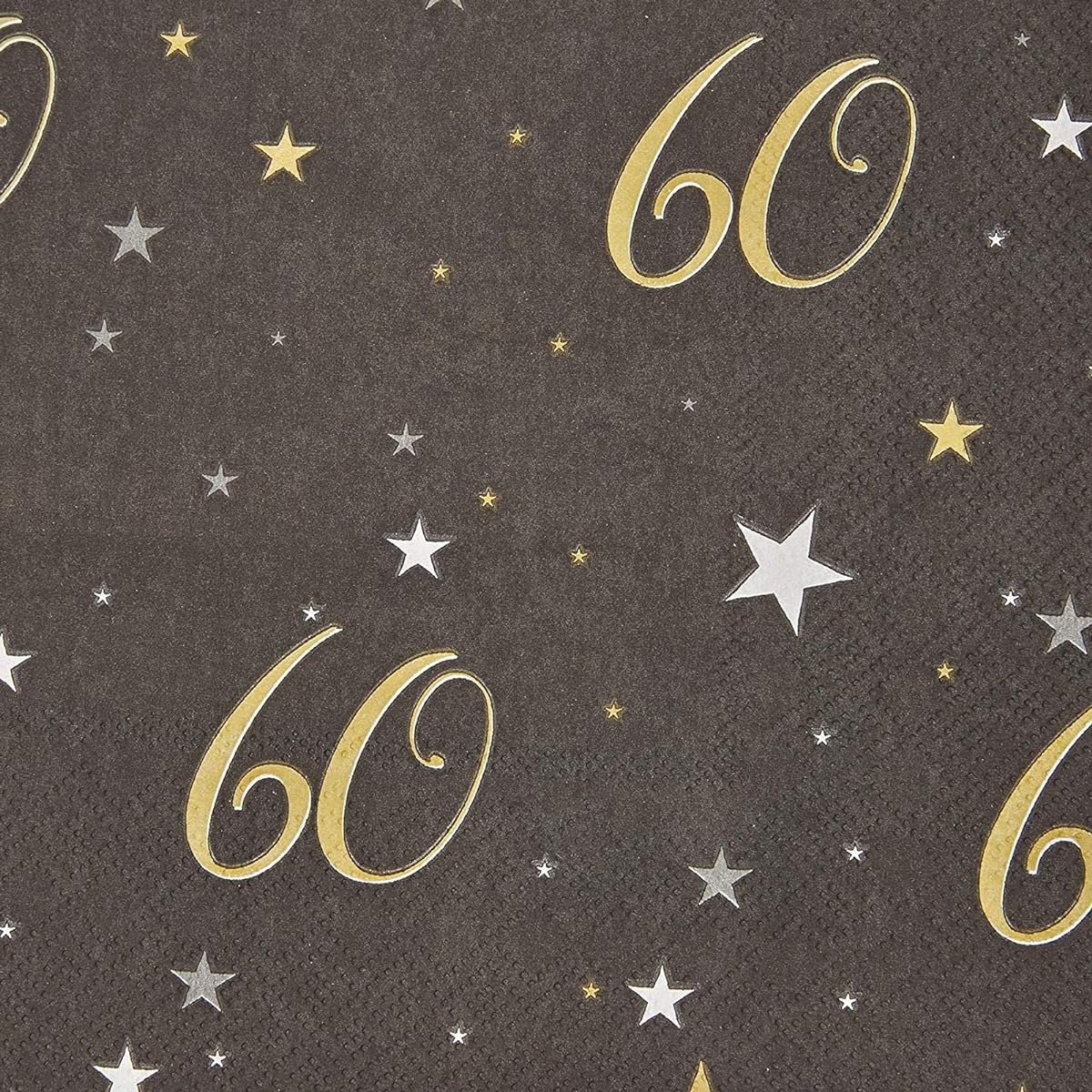 Black Paper Napkins for 60th Birthday Party (6.5 inch, pack of 100)