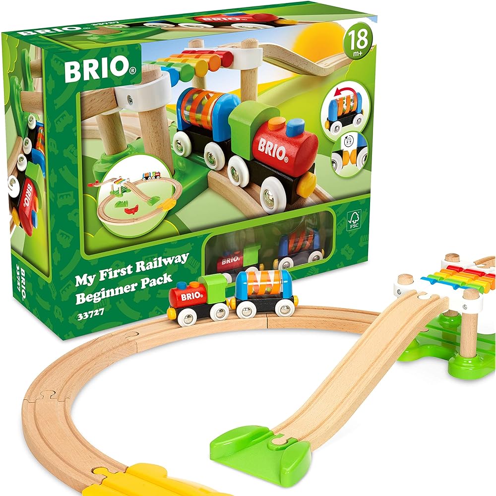 BRIO Railway My First Beginner Set [Total 18 Pieces] Target Ages 1 and a Half Years and Up (Train Toy Wooden Rail) 33727 & WORLD Safari Train [3-Car Set] Target Ages 3 Years and Up (Train Toy Wooden Rail Engine) Car) 33722 [Set purchase]