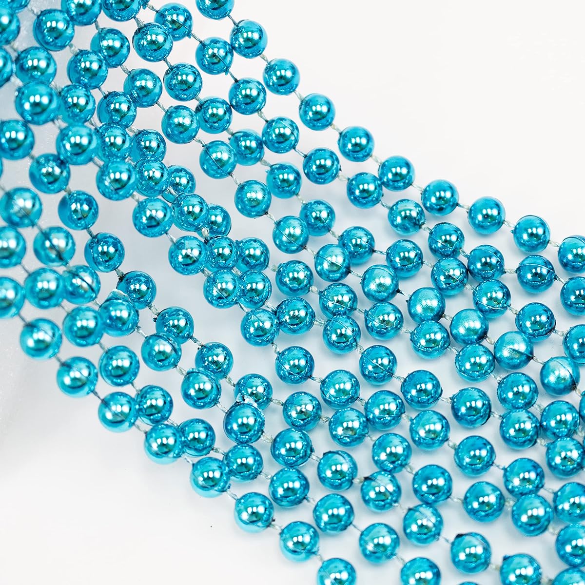 GIFTEXPRESS 72 Pack Mardi Gras Bead Necklaces Metallic Teal/Turquoise Bead Necklaces Mardi Gras Slow Party Bead Costume Necklaces