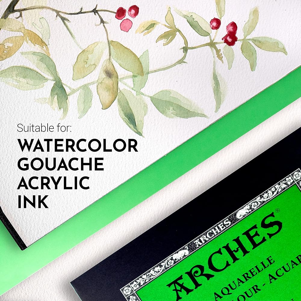 Arches Watercolor Paper Pad 300g Fine 26X36cm 12 sheets (1795093) Natural White