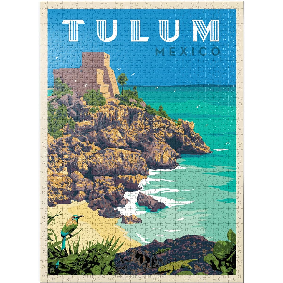 Tulum, Mexico Vintage Poster Premium 1000 Piece Jigsaw Puzzle for Adults