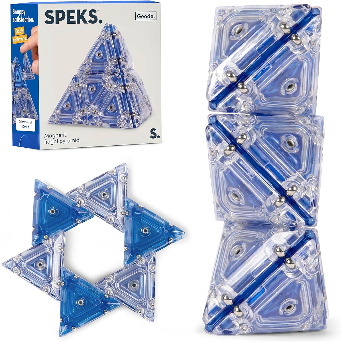 Speks Geode Pyramid 12 Piece Building Set - Cobalt - Fun Desk Toy for Adults