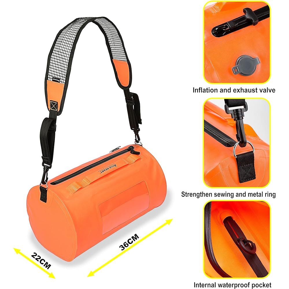 WILD HEART 15L Swimming Waterproof Bag Surf Bag Floating Bag Breathable Shoulder Strap Airtight Zipper
