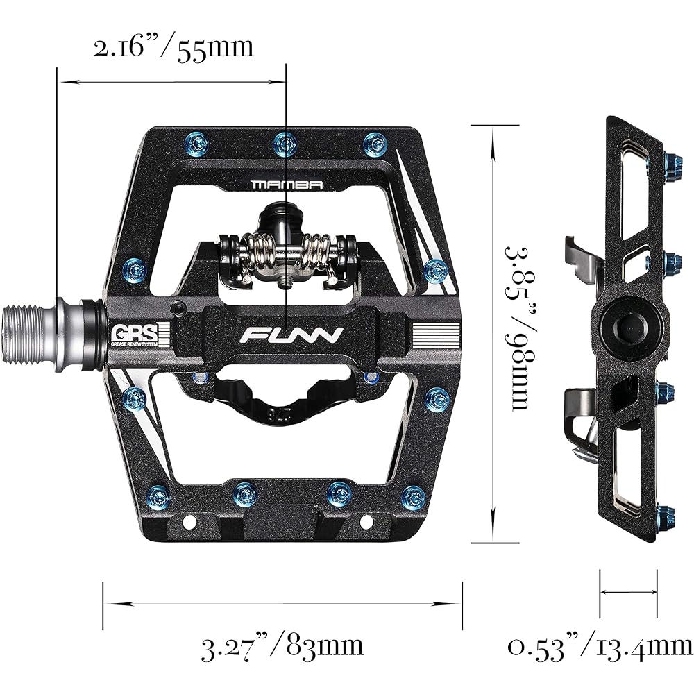 Funn Mamba S Binding Pedal - Single Side SPD Compatible Mountain Bike Pedals - Single Side Flat Pedals - Suitable for Mountain Bikes, BMX Bicycles, Gravel Bicycles, Bicycle Pedals, 9/16" Steel Axle