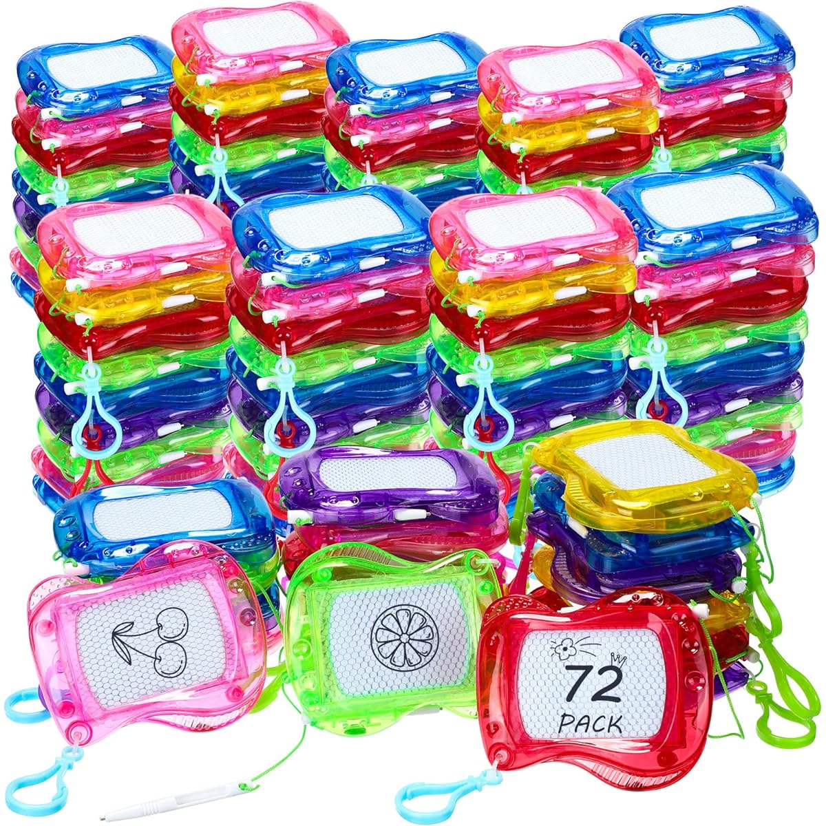 72 Pieces Mini Magnetic Drawing Board for Kids Backpack Keychain Clip Drawing Board Erasable Doodle Board Sketch Pad Kids Birthday Party Favors Giveaways Goodie Bag Fillers Gift Bag Toys