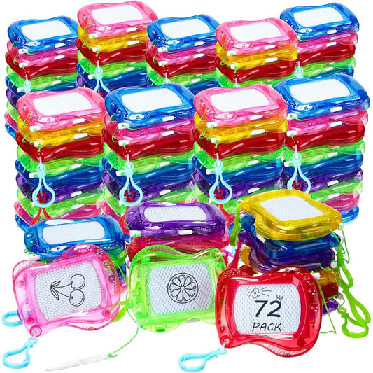 72 Pieces Mini Magnetic Drawing Board for Kids Backpack Keychain Clip Drawing Board Erasable Doodle Board Sketch Pad Kids Birthday Party Favors Giveaways Goodie Bag Fillers Gift Bag Toys