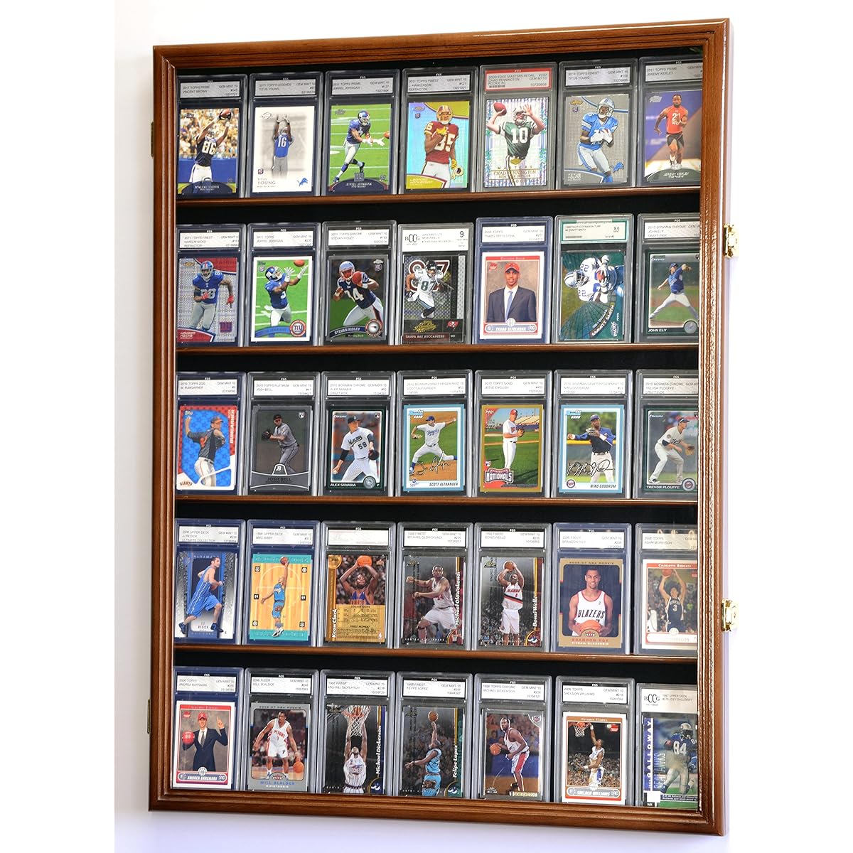 35 Graded Sports Card/Collectible Card Display Case Wall Cabinet w/98% UV Door, Lockable