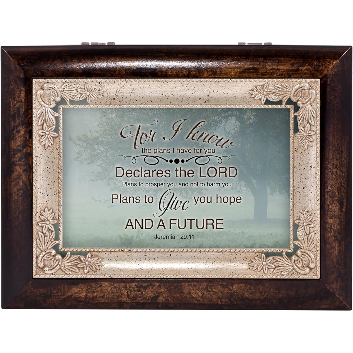 Misty Meadow Tree Jeremiah 29:11 Italian Design Jewelry Music Box Plays Amazing Grace