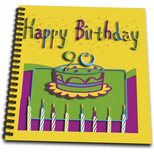 3dRose LLC db_20175_2 Memory Book, 30.48 x 30.48 cm, "90th Birthday Colorful Cake and Candles"