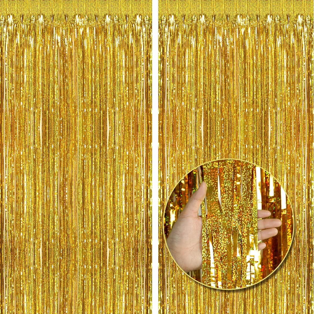 2 Pack 3.2ft x 8.2ft Gold Background Curtains for Party and Birthday Decorations