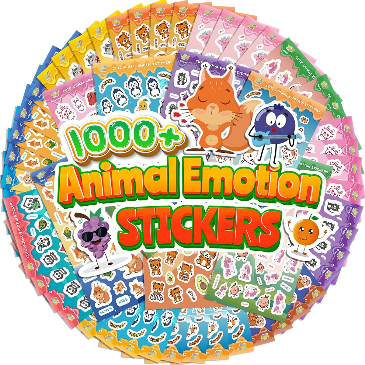 Scratch & Sniff Stickers 48 Sheets 12 Scents Cute Animal Emotion Stickers for Kids