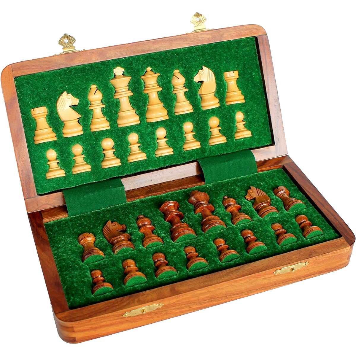 StonKraft Handcrafted Premium Wood 31 x 31 cm Chess Set - Rosewood Folding Magnetic Set with Storage
