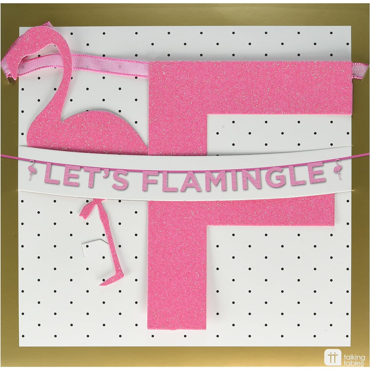 Talking Tables Glitter Banner "Let's Flamingle" Flamingo Decoration for a Pink Trendy Party Birthday Party, Pink/Glitter (10 ft.)