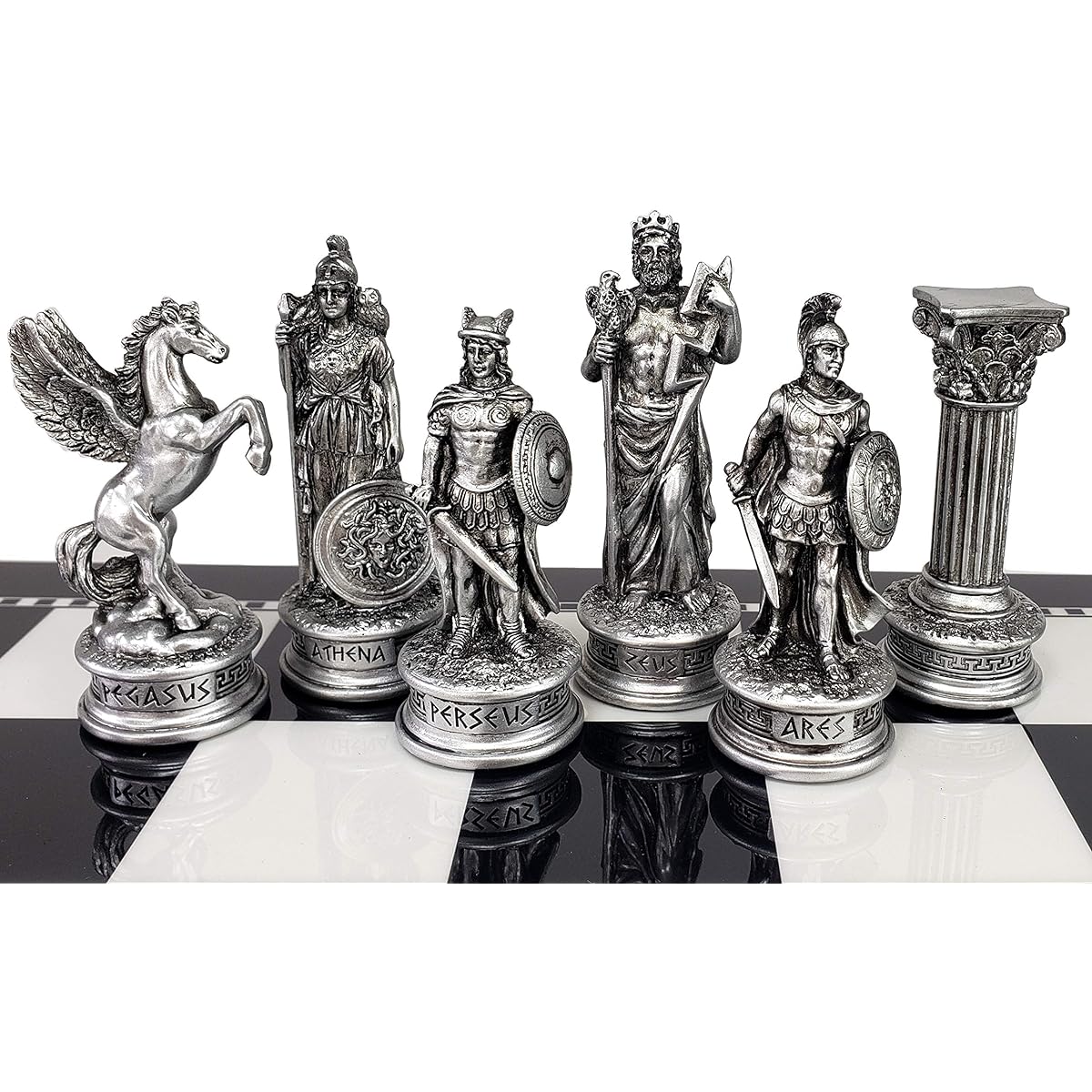 Greek Mythology Olympus Gods Zeus vs Poseidon Chess Set Men's Pieces Bronze and Pewter Color No Board