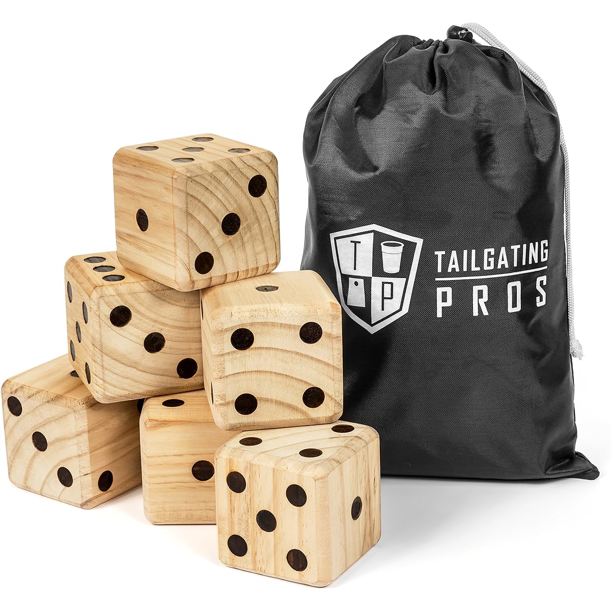 Tailgating Pros Giant Dice Set - 6 Oversized Wooden Play Dice