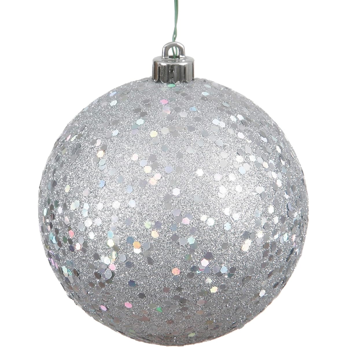 Vickerman 10 in. Sequin Ball Ornament 250MM Silver N592507DQ