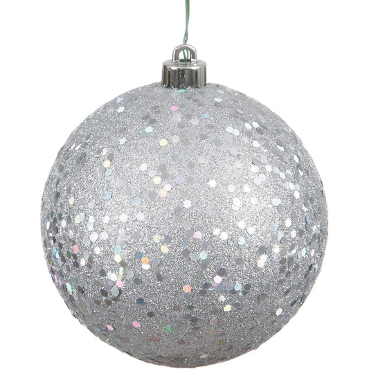 Vickerman 10 in. Sequin Ball Ornament 250MM Silver N592507DQ