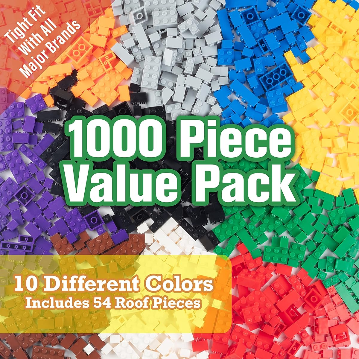 SCS Direct 54 Roof Pieces Compatible with All Brands Better Variety W 1000pcs Classic Building Bricks Bulk Blocks