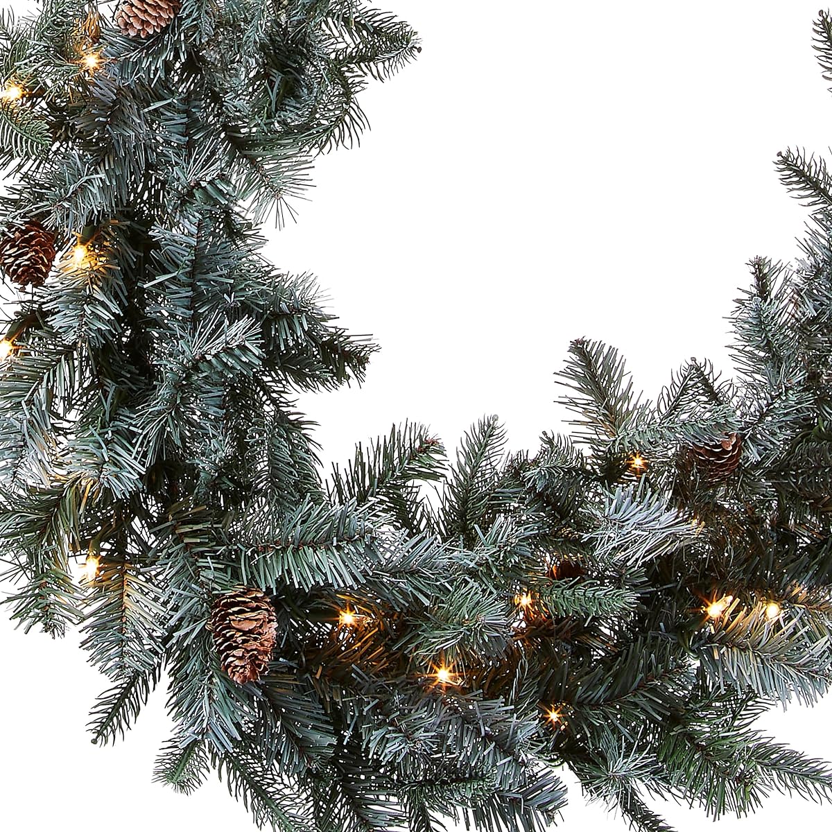 National Tree Company 'Feel Real' Pre-Lighted Artificial Christmas Garland with Pine Cones, White Lights, Frosted Arctic Spruce, 9'
