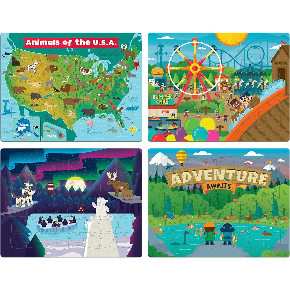 Chuckle & Roar Tray Puzzle 4 Pack Version 2 (36 Pieces & 48 Pieces)