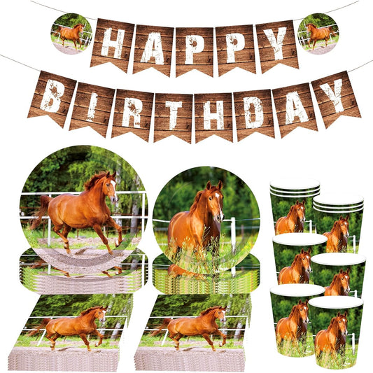 33pcs Horse Birthday Party Supplies Pony Party Supplies Pony Party Plates Pony Party Napkins
