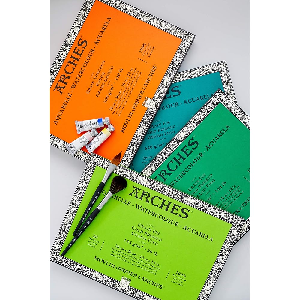 Arches Watercolor Paper Block 300g Coarse 26X36cm 20 Sheets (1795086) Natural White