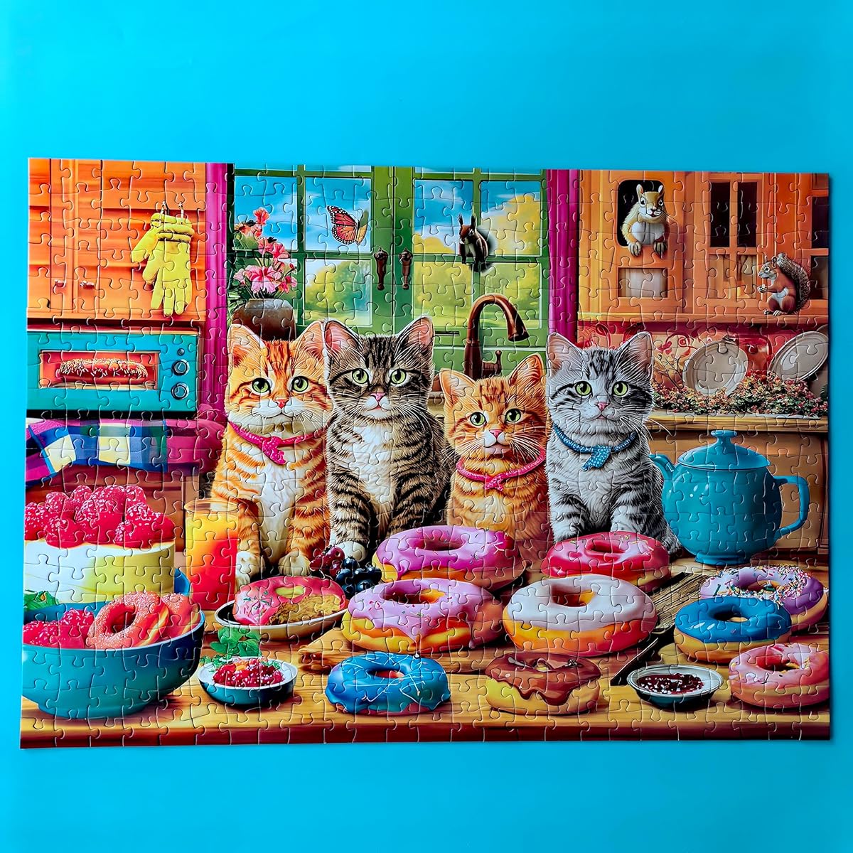 500 Piece Puzzle for Adults Difficult Jigsaw Puzzle for Adults Challenging Kitchen Kitten Donut
