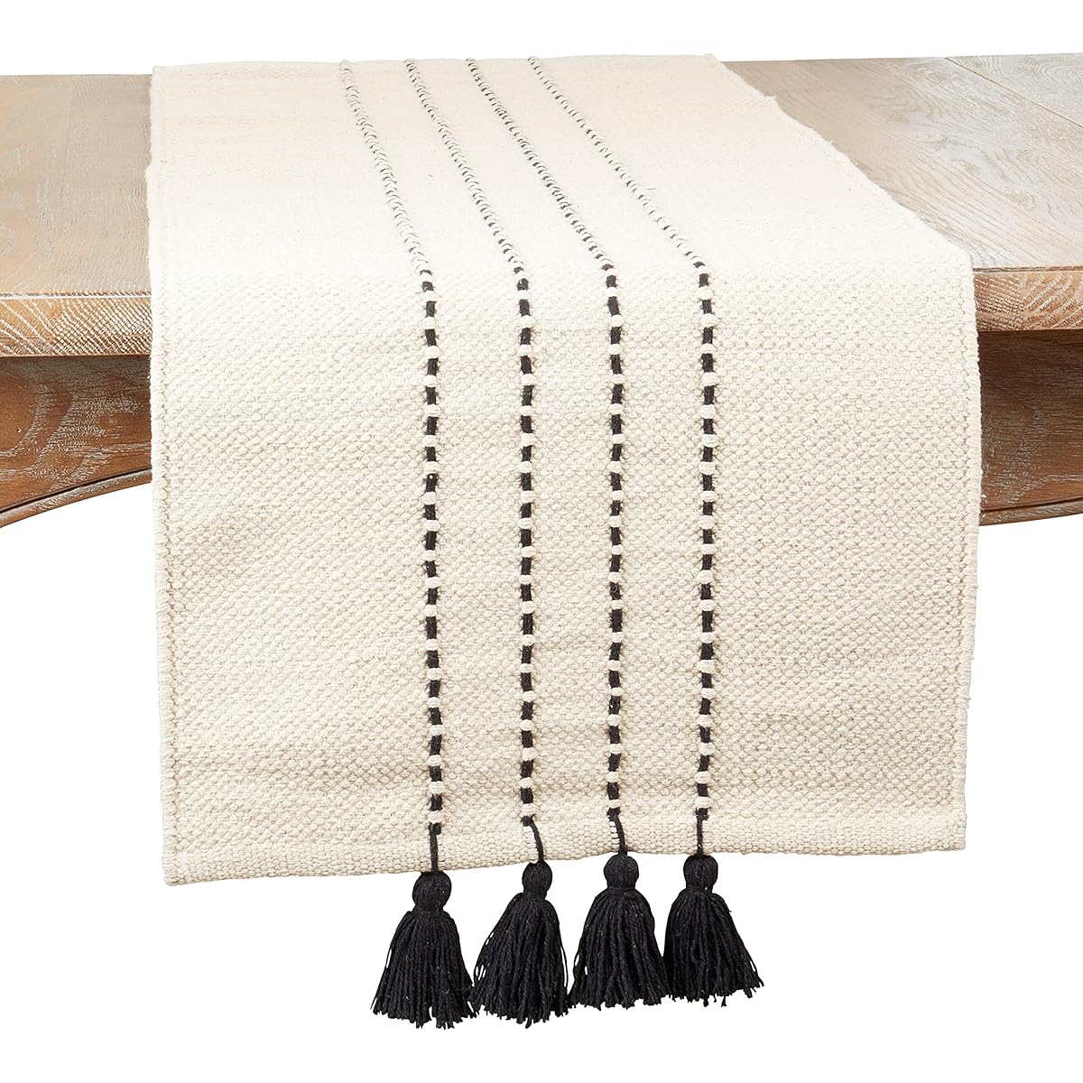 Striped Tassel Table Runner