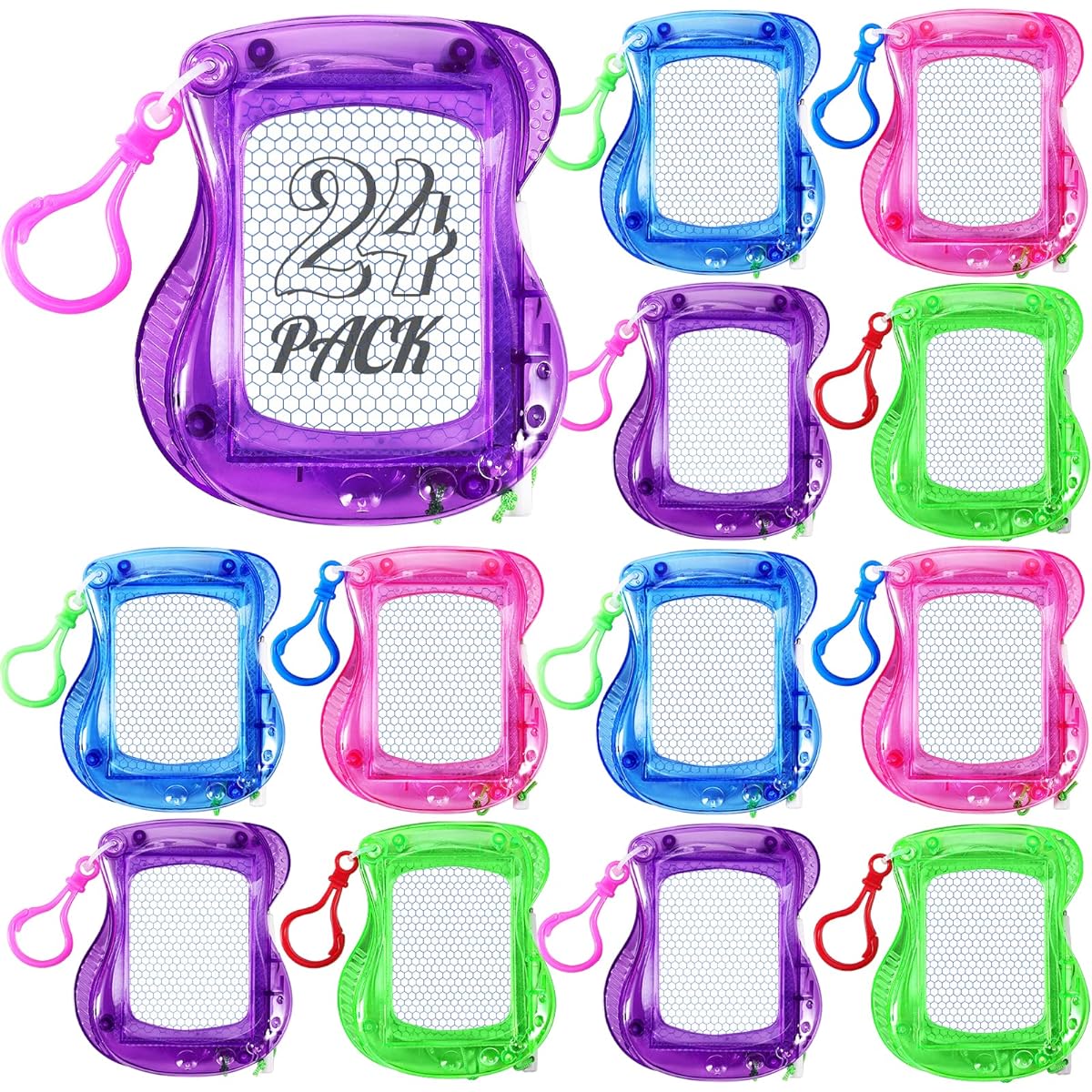 24 Pieces Mini Magnetic Drawing Board for Kids, Magnetic Doodle Board with Backpack Keychain Clip, Erasable Mini Doodle Board for Birthday Party Favors, Classroom Supplies Goodie Bag Filler (4 Colors)