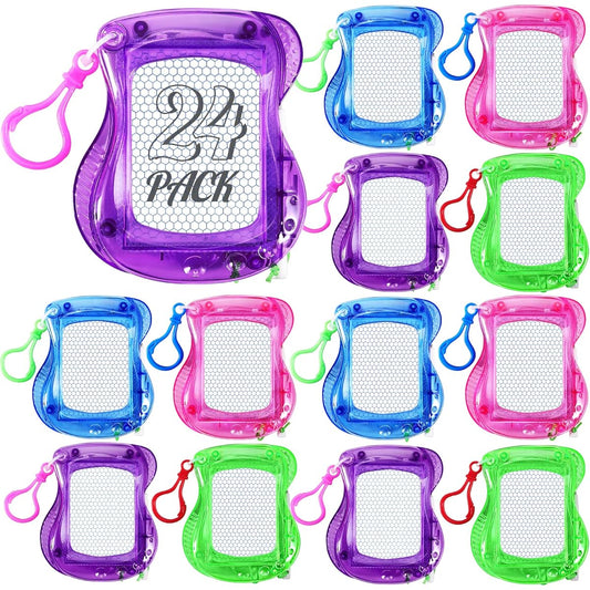 24 Pieces Mini Magnetic Drawing Board for Kids, Magnetic Doodle Board with Backpack Keychain Clip, Erasable Mini Doodle Board for Birthday Party Favors, Classroom Supplies Goodie Bag Filler (4 Colors)